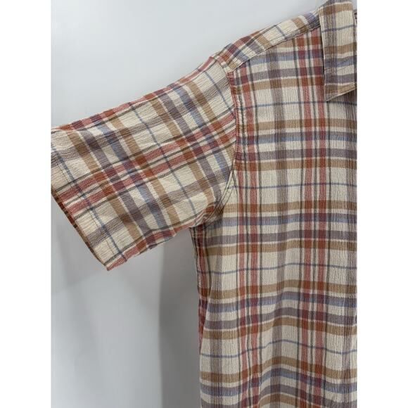 Patagonia Button Down Shirt Mens Medium Beige Red Plaid Short Sleeve 100% Cotton - Picture 5 of 16